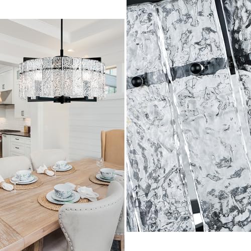 Modern Black Crystal Chandeliers for Dining Room