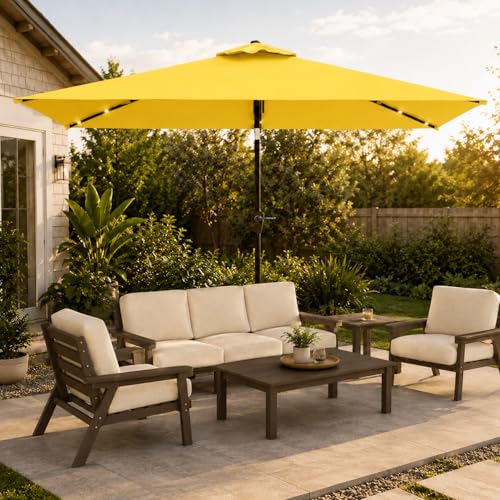 6.5 x 10ft Rectangular Patio Umbrella with Solar Lights