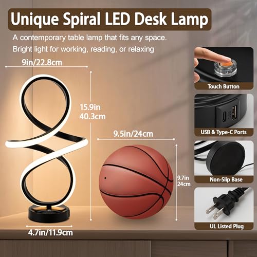 Modern Small Table Lamp with LED Spiral Design