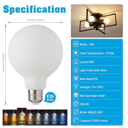 Frosted Globe LED Edison Bulb G30