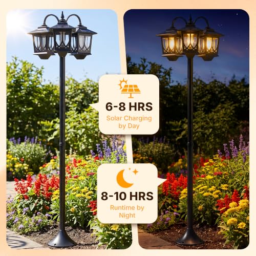 3 Head Solar Lamp Post Light