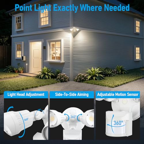 3CCT Motion Sensor Security Lights Dusk to Dawn IP65 White