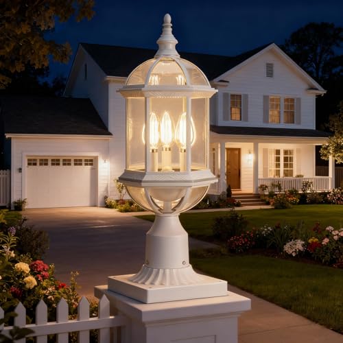 3 Light Outdoor Post Lights White Lamp Post Light Fixture