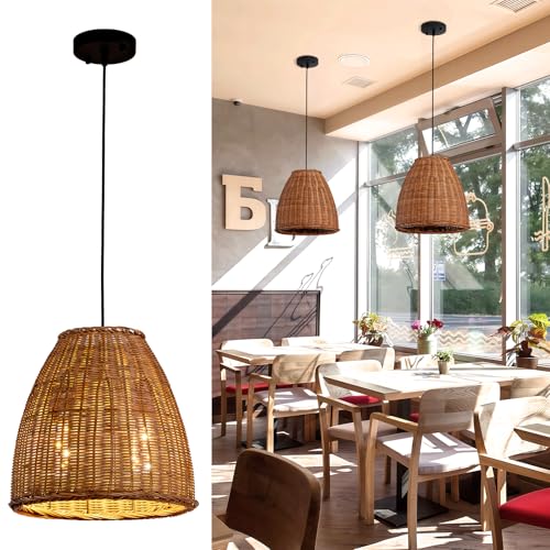 13.8" Rattan Pendant Light
