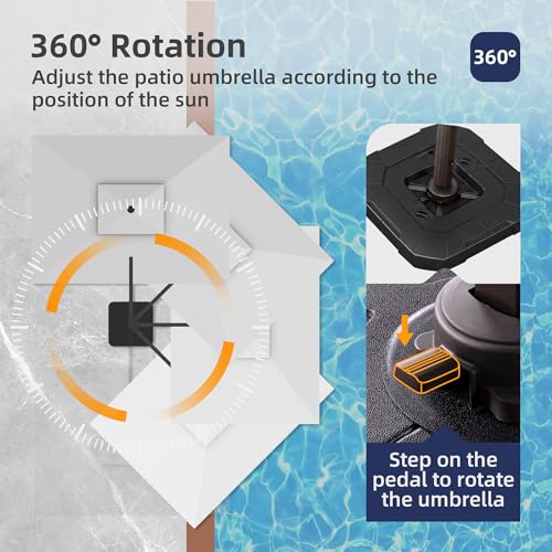 9x12 FT Patio Cantilever Outdoor Umbrella with Base and LED Lights