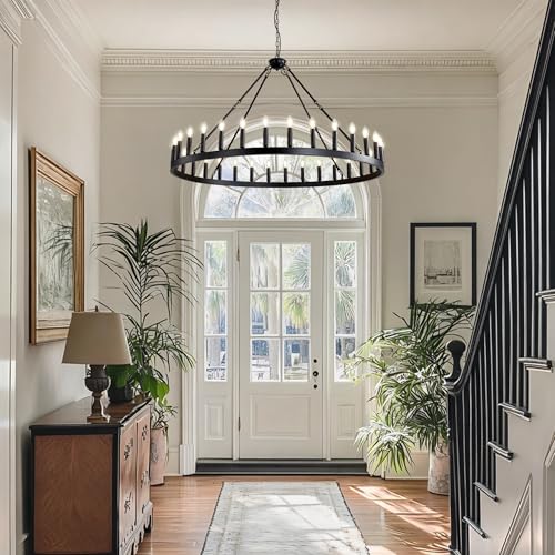 Black Wagon Wheel Chandelier