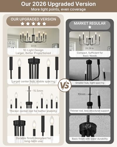 10 Light Black Chandelier