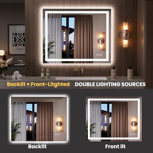 39.4"x31.5" LED Bathroom Mirror with Lights