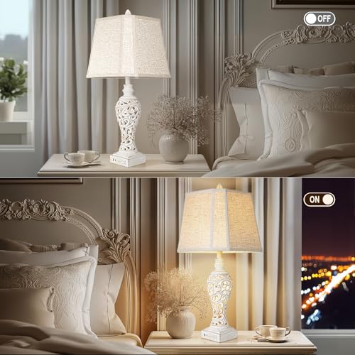 Vintage Table Lamps with Nightligh Set of 2 for Living Room (2 Count)