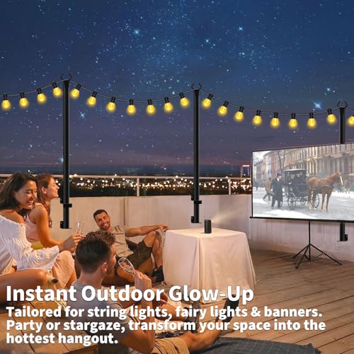 10 Pack String Light Poles for Deck (5 Foot)