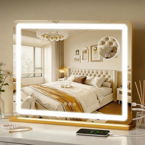 23"x18" Gold Vanity Mirror with Lights