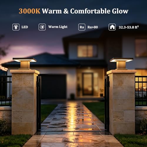 Outdoor Post Lights Modern 3000K LED Column Caps Lights Waterproof Outside Housing Pillar Lights Hard Wired Landscape Pathway Lamp Fence Deck Caps Lanterns For Gate Mailbox Pier Pedestal Lighting