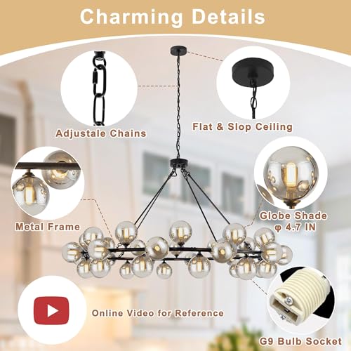 Large Chandeliers for Dining room Round 60'' Oversized Living Room Lighting