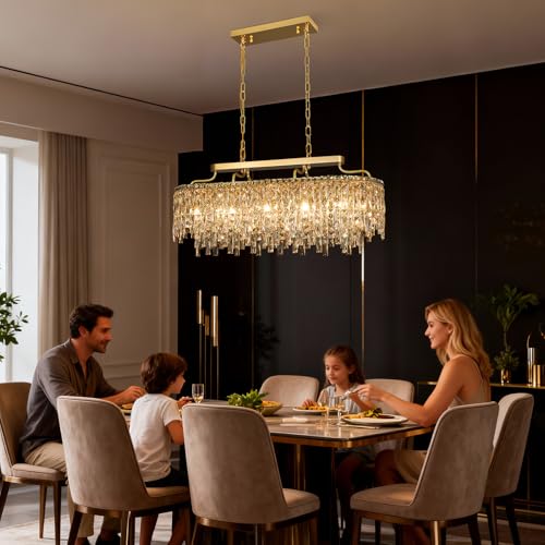 12 Light Gold Crystal Chandeliers for Dining Room Light Fixture 36"