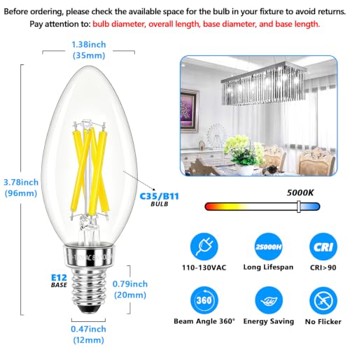 LED Candle Bulbs 100W Equivalent Dimmable (12 Count)
