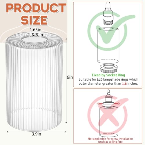 6 Pack Clear Ribbed Glass Lamp Shade 1 (6 Count)