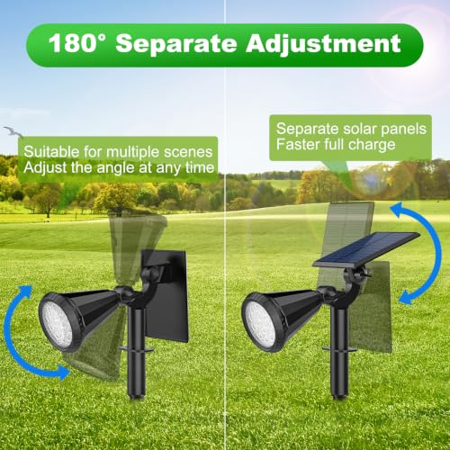 Color Changing Solar Spot Lights Outdoor Waterproof 180° Adjustable Colored RGB Solar Powered Landscape Lights for Yard 7 Lighting Modes Solar Spotlights for Pathway Garden Outside (2 Count)