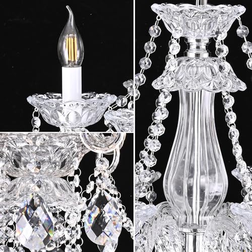 Modern Crystal Chandelier with 6 E12 Sockets