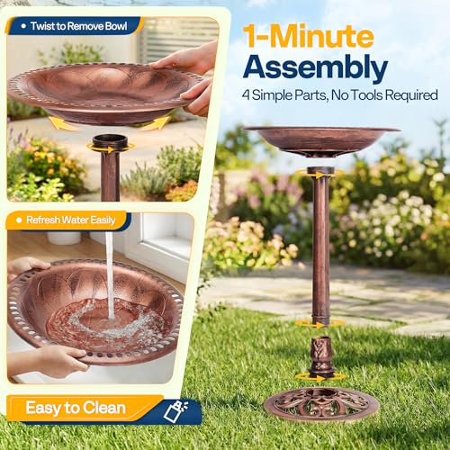 Bird Bath with Solar Fountain for Outside