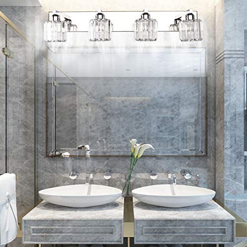 Crystal Bathroom Vanity Light Modern Vanity Lighting Fixtures Crystal Vanity Light for Bathroom 4 Lights