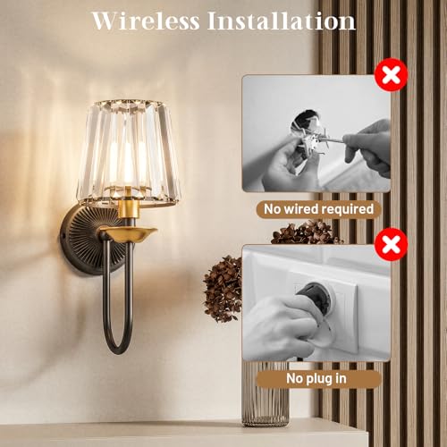 Black and Gold Battery Operated Wall Sconces Set of Two