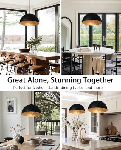 15 Inch Black and Gold Pendant Light