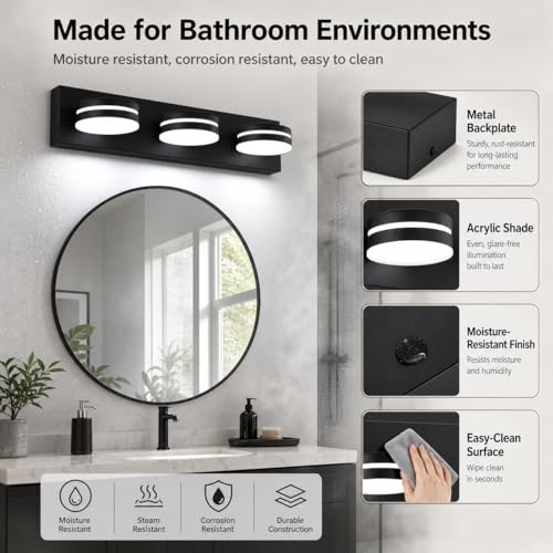 3 Light Bathroom Vanity Light Over Mirror (3 Count)