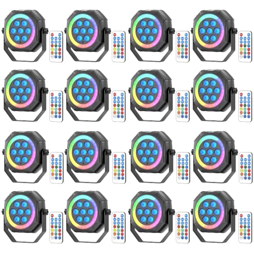 Stage Lights Mini RGB Battery Powered Uplights LED Rechargeable Par Can Lights with Halo