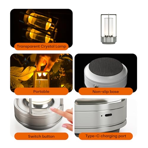 Rechargeable Cordless Small Metal Table Lamp (2 Count)