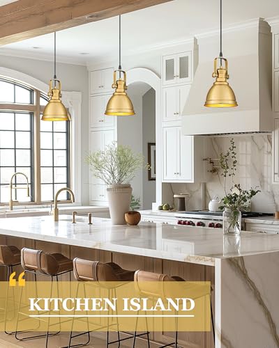 Brushed Gold Pendant Light for Kitchen Island