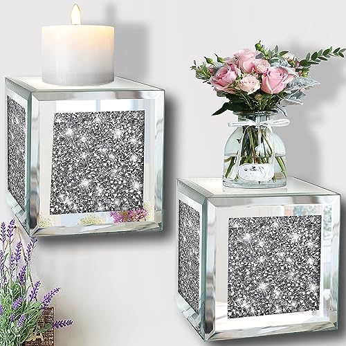 Set of 2 Crystal Crush Diamond Candle Sconces (2 Count)