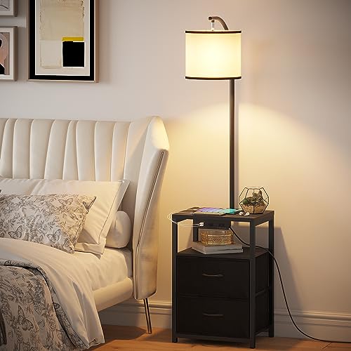 Floor Standing Lamp with Table & 2 Drawers