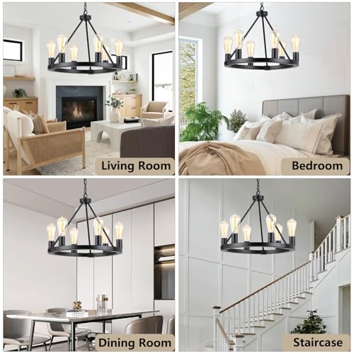 Black Wagon Wheel Chandelier
