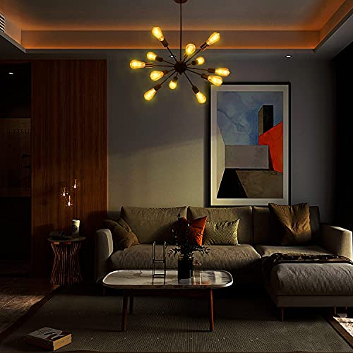 12 Light Black Farmhouse Sputnik Chandeliers for Dining Room Light Fixture