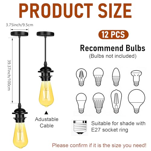 12 Pack Industrial Mini Pendant Light Kit Bulk (12 Count)