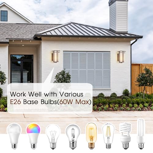 15.35"H Matte Brown Outdoor Wall Light Large Outdoor Wall Lantern Oil Rubbed Bronze Exterior Light Fixture Waterproof Metal with Frosted Glass Sconce Light for Porch Garage Front Door