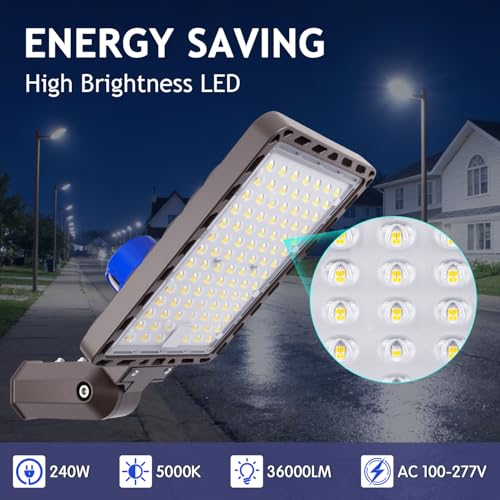 240W LED Parking Lot Light Slip Fitter LED Pole Light 5000K IP65