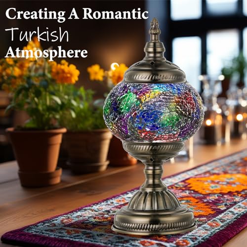 Turkish Mosaic Lamp Stained Glass Table Lamp with Tiffany Style