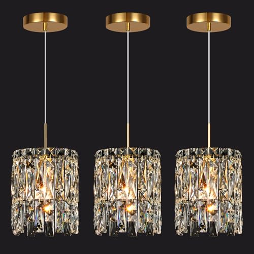 Modern K9 Gold Crystal Pendant Lights Kitchen Island Set of 3 (3 Count)