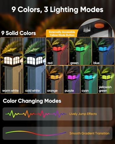 RGBCW Solar Post Cap Lights 6 (6 Count)