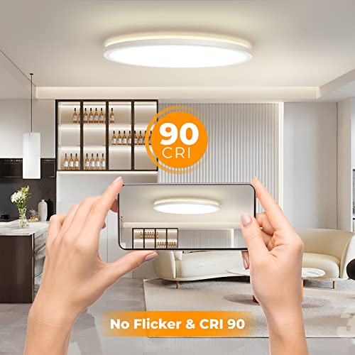 LED Flush Mount Ceiling Light Fixture with Remote Control
