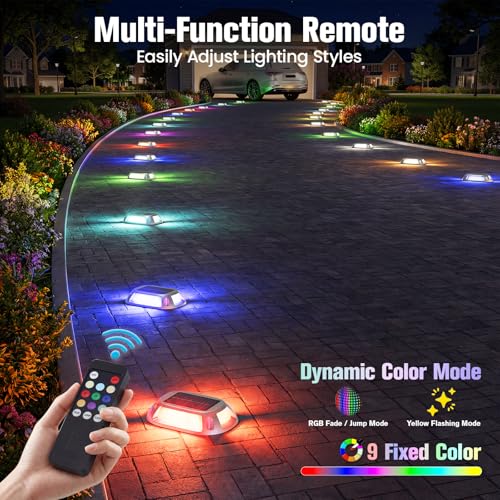 Solar Driveway Lights Dock Deck Lights with Remote 12 Pack (12 Count)
