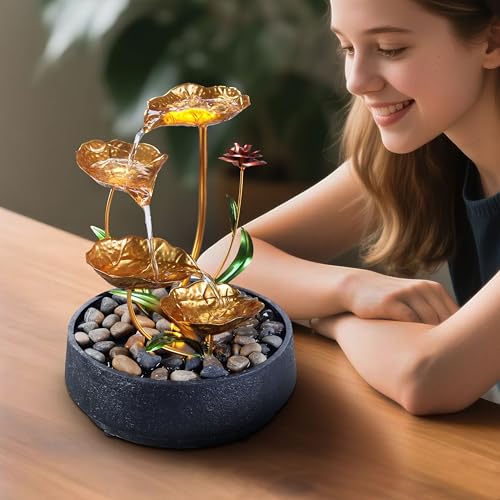 Tabletop Water Fountain Metal Lotus Circulating Fountain