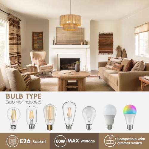 18 Inch Large Rattan Woven Pendant Light