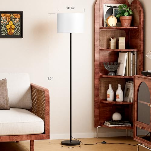 Modern Floor Lamp Simple Design with White Shade & Foot Pedal Switch