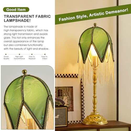 Vintage Table Lamp with Beaded Tassels