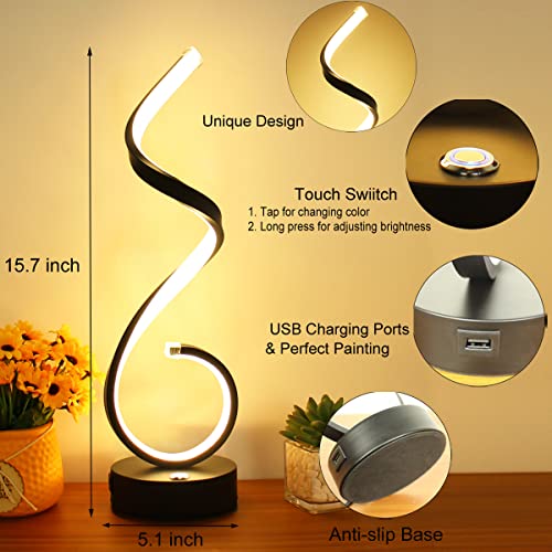 Modern Spiral LED Table Lamp for Bedroom