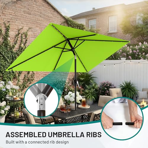 6.5' x 10' Rectangular Patio Umbrella with Solar Lights