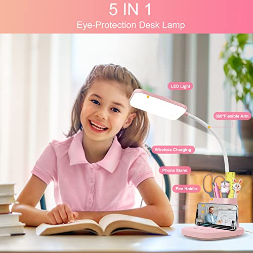 LED Desk Lamp with 10W Wireless Charging & Pen Holder