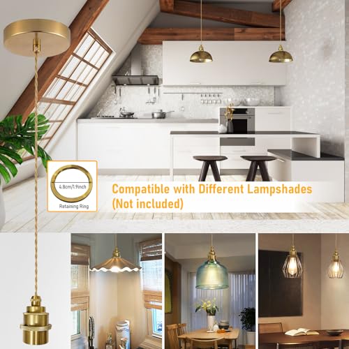 2 Pack Hardwire Gold Pendant Light Cord Kit 4.92ft